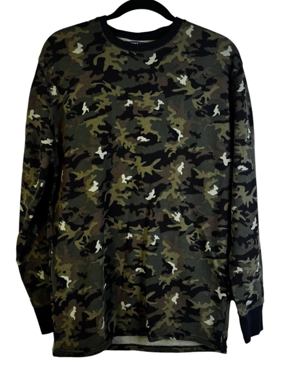 POLO Ralph Lauren Camo Waffle Thermal Long Sleeve Shirt Men's Large L Shirt Top